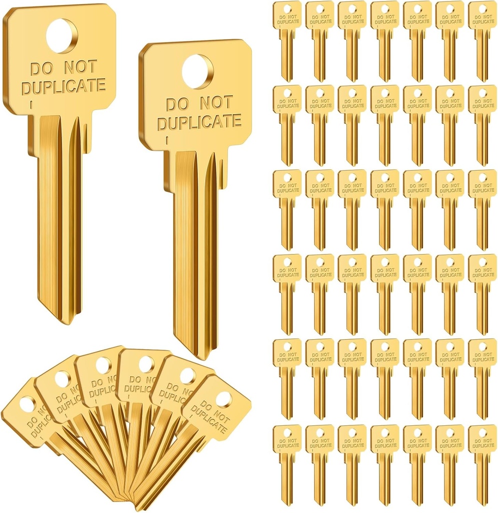 50 Pcs Do Not Duplicate Key Blanks Metal Key Replacements House Key Blank Door Lock Replacement Parts (Gold,Sc4)