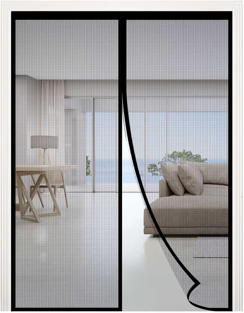 RELIANCER Fiberglass Magnetic Door Screen,Fit Door Size 32"x80",Auto Close Screen Door Mesh w/Magnets,Patio Doorway Net Screens,Self-Closing Doors Cover,Anti Mosquito Doorway Curtain,Mesh Partition