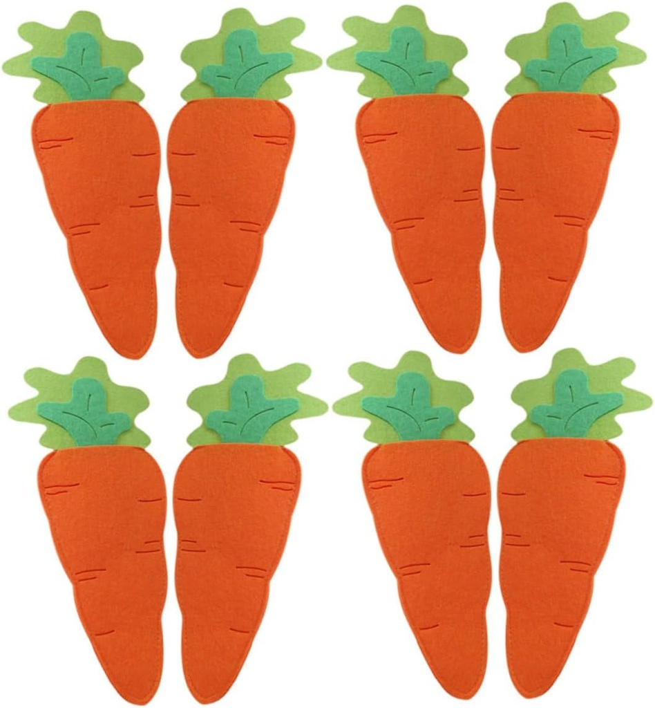 8pcs Carrot Design Felt Utensil Holders for Easter Tableware Cute Cutlery Bags for Forks and Knives for Festive Celebrations and Gifting