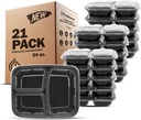Freshware Meal Prep Containers [21 Pack] 3 Compartment with Lids, Food Storage Containers, Bento Box, BPA Free, Stackable, Microwave/Dishwasher/Freezer Safe (24 oz)