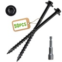 [Pack of 50] #14 x 4 inch Wood Structural Screws, Heavy Duty Hex Head Black Timber/Log/Landscaping Wood Screws, Rust Resistant, Hex Socket Included