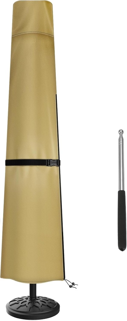 Patio Umbrella Cover for 7ft to 9ft, Waterproof Patio Umbrella Covers 420D Oxford Market Parasol Covers Large Outdoor Garden Umbrellas Cover with Zipper and Push Rod, Beige