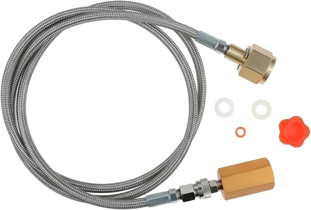 1set CO2 Adapter 60In Stainless Steel Braided Hose with Gasket CGA320 to M18*1.5 Connect for Soda Water Maker CO2 Cylinder Tank
