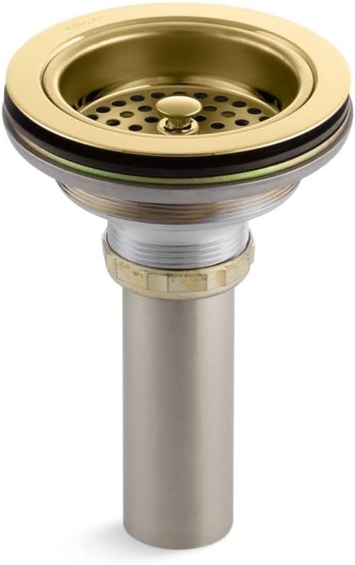 KOHLER 8801-2PB Duostrainer Sink drain and strainer with tailpiece, Polished Brass