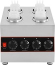Electric Sauce Warmer Dispenser, 4 Bottle Stainless Steel Countertop Chocolate & Cheese Warmer Machine with Adjustable Temperature (86-185°F), Water Bath Heating for Restaurants, Home, Cafes