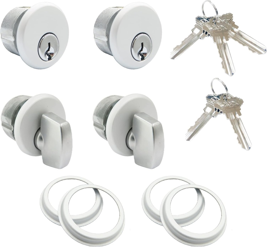 elox Zinc Mortise 2PC KA (aka: Key Aliked or Matching Keys) keyed Cylinder and 2PC knob Cylinder for Adams Rite Commercial Storefront Door Lock 2 Pairs Packed AL Color