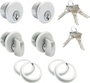 elox Zinc Mortise 2PC KA (aka: Key Aliked or Matching Keys) keyed Cylinder and 2PC knob Cylinder for Adams Rite Commercial Storefront Door Lock 2 Pairs Packed AL Color