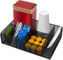 Coffee Bar Organizer for Countertop, Black Metal -6 Compartments Coffee Station Organizer for Tea,Cups, Syrup,Spoons