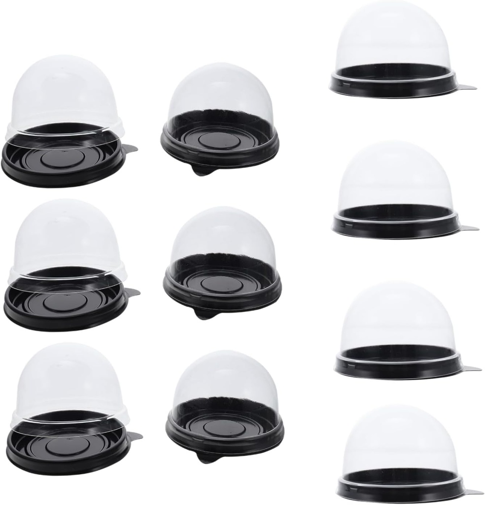 Mikinona 100pcs Transparent Dessert Holder Boxes Egg-yolk Puff Packaging for Cupcakes Pastries and Treats