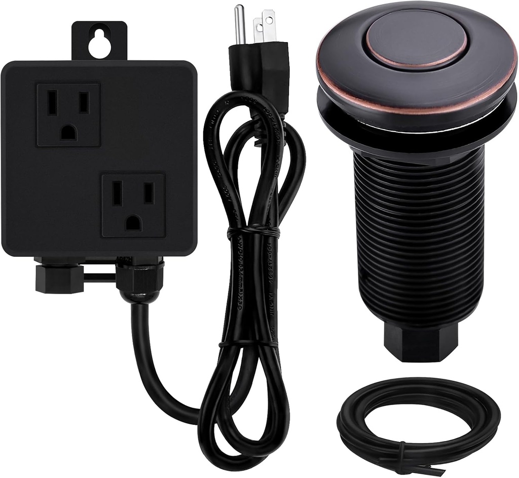 Sink Top Garbage Disposal Air Switch Kit with Long Button,Oil Rubbed Bronze (Brass Cover)