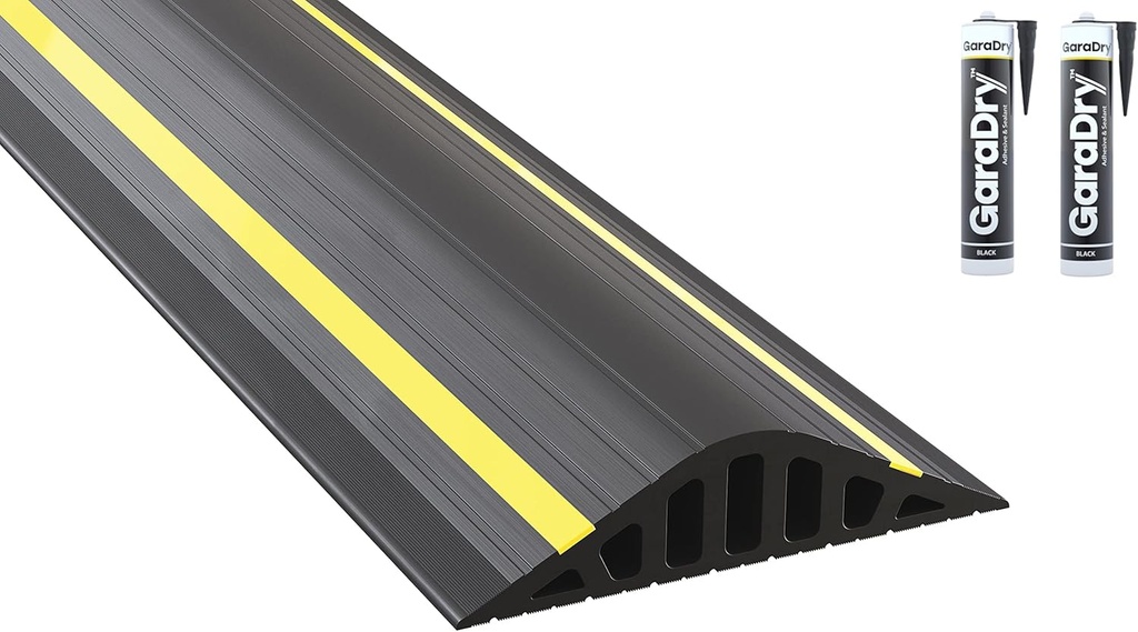 2" High Garage Door Flood Barrier Threshold Kit ‘GARADAM’ (10'3") | Flexible PVC | Complete Kit Includes 2 Adhesives | GaraDry