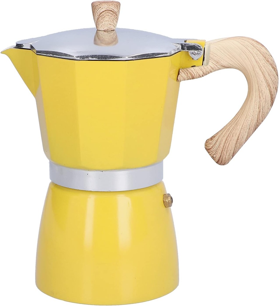 Classic Italian Coffee Pot 6 Cup/10 Oz Stovetop Espresso Maker for Gas & Electric Stove Top for Greca Coffee Maker, Cafeteras or Latte Yellow