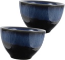 KICHOUSE 2pcs Japanese Style Ceramic Tea and Sake Cups Set Smooth Finish Practical Drinkware for Wine and Tea Mild Safe Ceramic Unique Glazed Blue Design