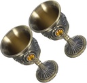 2pcs Retro European Goblet Decorative Pattern Wine Cups Tin Alloy Small Wine Glasses for Festival Parties Elegant Vintage Style Gift