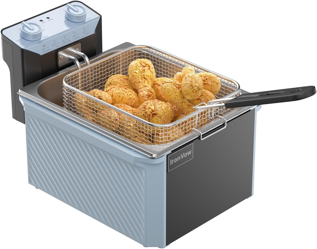 Commercial Deep Fryer Electric 10.6QT (10L) Single Tank Large Capacity with Basket, Countertop Commercial Fryer Plastic Housing & Stainless Steel Tank, 30-Min Timer + Thermostat for Home & Restaurant