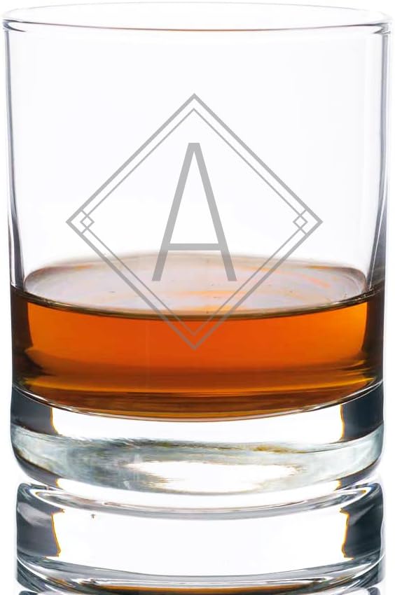 Art Deco Initial Engraved 10-ounce Rocks Glass, Letter A