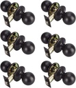 Passage Door Knobs, Left or Right Handing, Oil Rushed Brozen Finished Non-Locking Door Handle, Knobs for Hall and Closet Door, 6 Pack
