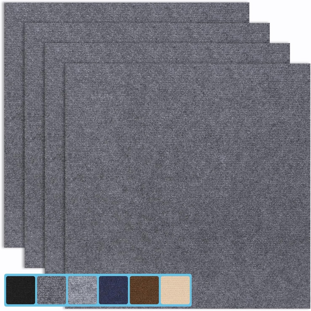 Peel & Stick Carpet Tiles 12x12 Inch - Premium Self-Adhesive Floor Squares with Soft Padding - 20 Tiles/20 Sq Ft per Box (Easy Installation, Removable Carpeting for Home & Office)