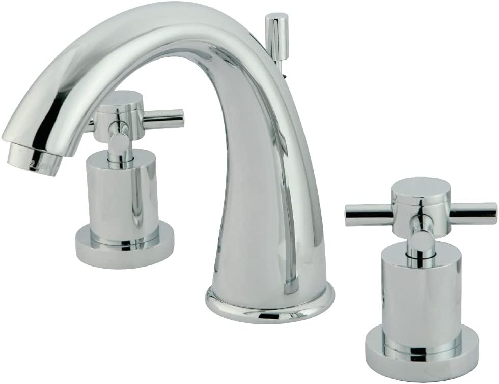 Kingston Brass KS2961DX Concord Widespread Lavatory Faucet with Cross Handle, 7-Inch Spout Reach, Polished Chrome