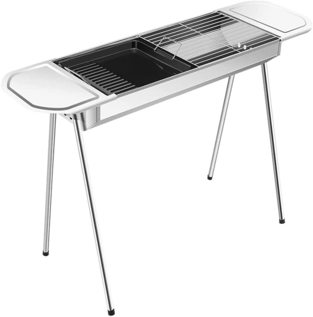 Camping Barbecue Grill Portable Stainless Steel Grill Outdoor Folding BBQ Barbecue Charcoal Grill Tool Kits for Cooking Picnic Barbecue Charcoal Grill