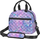 scales Lunch Bag, Reusable Mermaid Box for Boys Girls, Insulated Cooler Bag Lunch Tote Bag with Shoulder Strap for School Office Picnic Travel