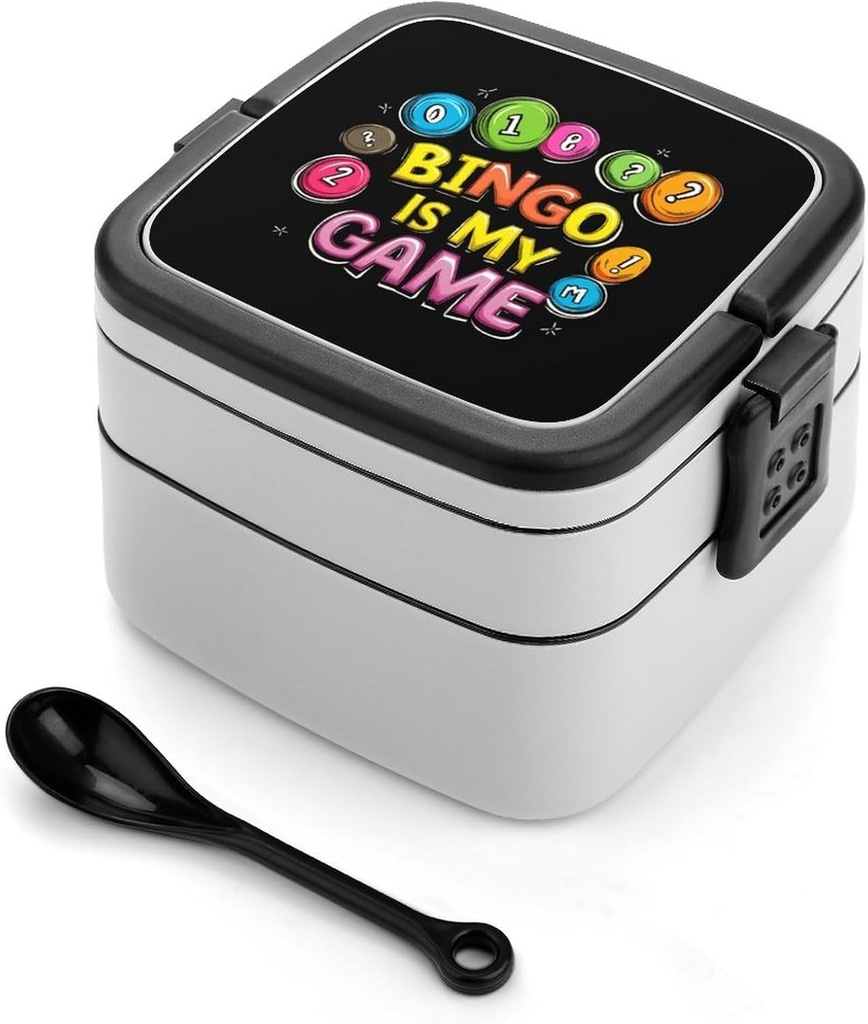 Bingo Is My Game Printed Bento Box Adult Lunch Box Stackable Lunch Containers 2 Layer Lunchbox for Work Picnic