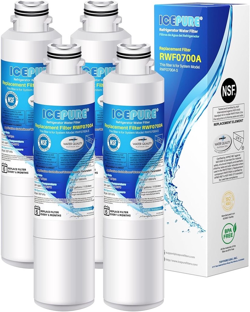 ICEPURE DA2900020B Refrigerator Water Filter Replacement for Samsung DA2900020A, HAF-CIN/EXP, HAFCIN, KENMORE 469101, RF23J9011SR, RF28HFEDBSR, RF4267HARS, RF28HMEDBSR, DA29-00020B-1, 4PACK