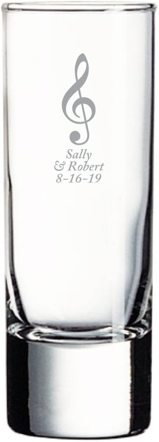 Personalized Color Printed Tall Shot Glass - Musical Note - Silver - 48 pack