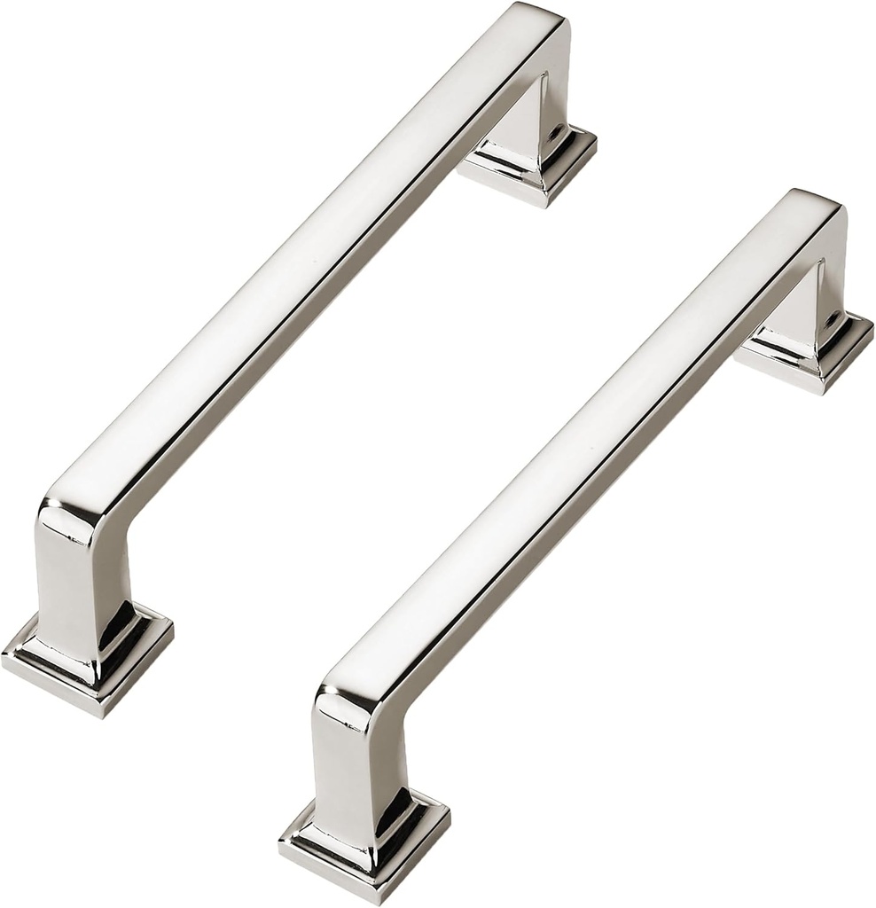 10 Pack Polished Nickel Cabinet Pulls 5-1/16 Inch(128mm) Hole Center Cabinet Hardware Kitchen Cabinet Handles for Bathroom Drawer Pulls Dresser Pulls.