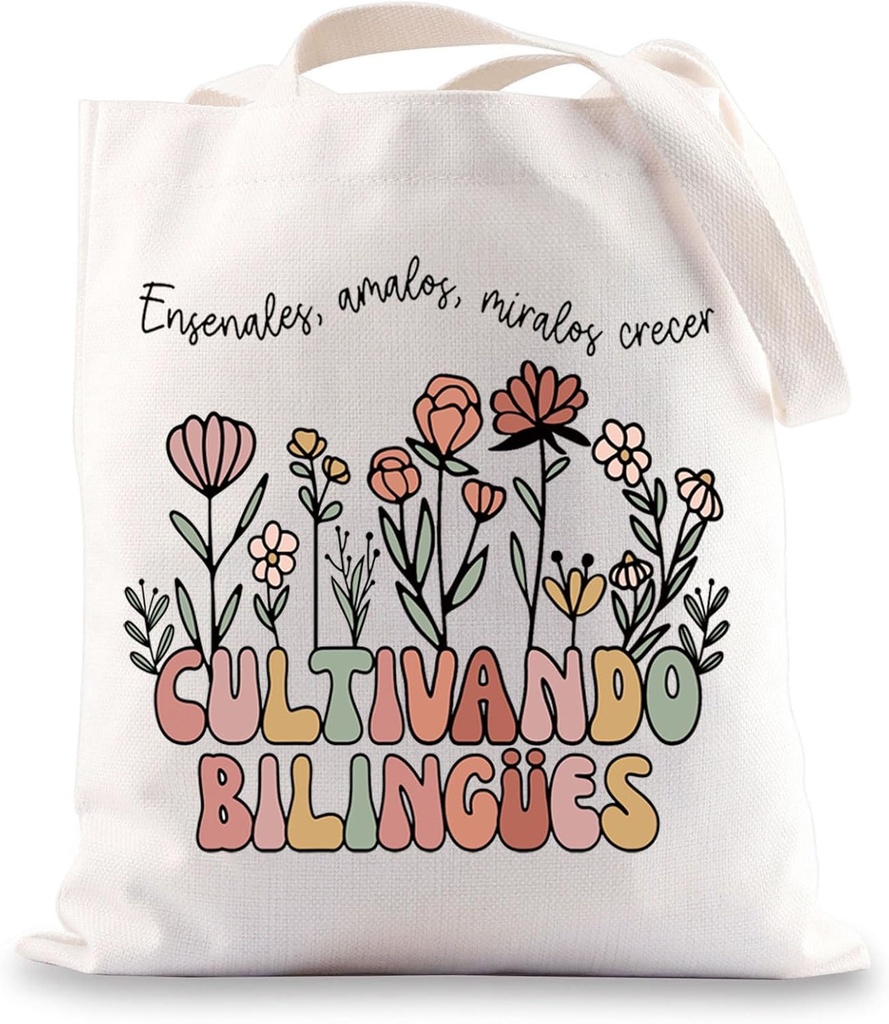 JNIAP Spanish Teacher Tote Bag Bilingual Teacher Gifts Spanish Teacher Education Gifts Cultivando Bilingues Gift