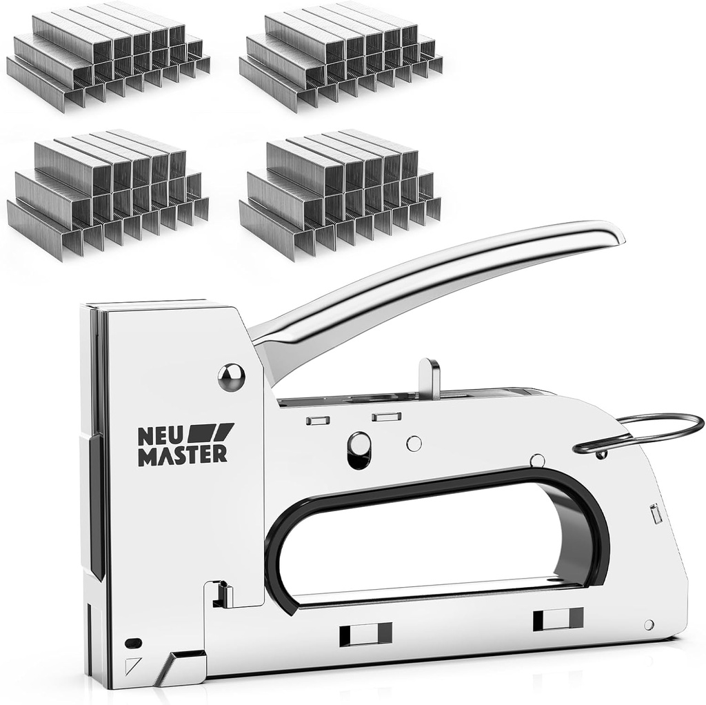 NEU MASTER Staple Gun for Wood, All Steel Staple Gun with 4000Pcs Staples, Upholstery Staples Gun for Fixing Material, Decorating, Woodworking, Furniture