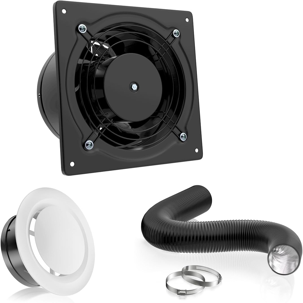 HG Power 6 Inch Exhaust Fan Kit-With 6 Inch 16 Feet Air Ducting and 6 Inch Air Vent Covers