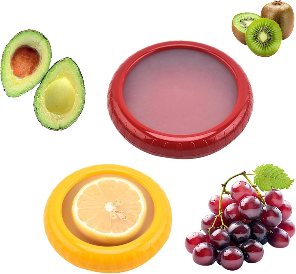Reusable Fruit and Vegetable Storage Containers Lemon Keeper Tomato Holder Silicone Food Savers Fresh Stretch Pod for Fridge 2 Pack