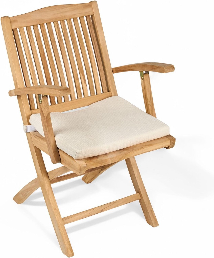 TeakCraft Teak Folding Arm Chair with Cushion - Single Arm Chair- Fully Assembled - Solid Wooden Outdoor, Indoor- Wood Dining Room, Kitchen, Patio, Bistro Chairs, The Era