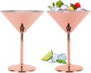 Stainless Steel Martini Glasses Set of 2, 220ml Unbreakable Metal Martini Glasses Copper Martini Stylish Cocktail Glasses Wine Goblet Gift Set for Bar Drink, Rose Gold