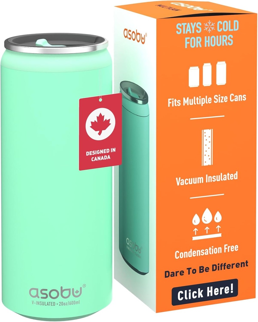 asobu Multi Can Cooler Insulated Sleeve fits for Slim and Standard 12 Oz and 16 Oz Hard Seltzer, Soda, Beer or Energy Drinks and all standard size Beer Bottles (Mint Green)
