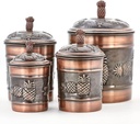 nu steel (Set of 4) Piece Pineapple Antique Kitchen Food Container Set with Rubberised Seals - Copper & Stainless Steel