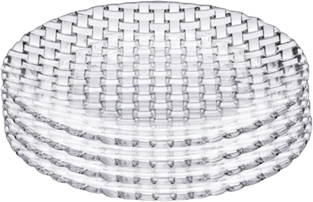 6inch Glass Dinner Plates, Crystal Glass Plates, Dessert Plate, Dinnerware Plate Set for Snack Fruit, Tablescape for Wedding, Holidays, Decorative (straw weaving shape, 6inch 4pcs)