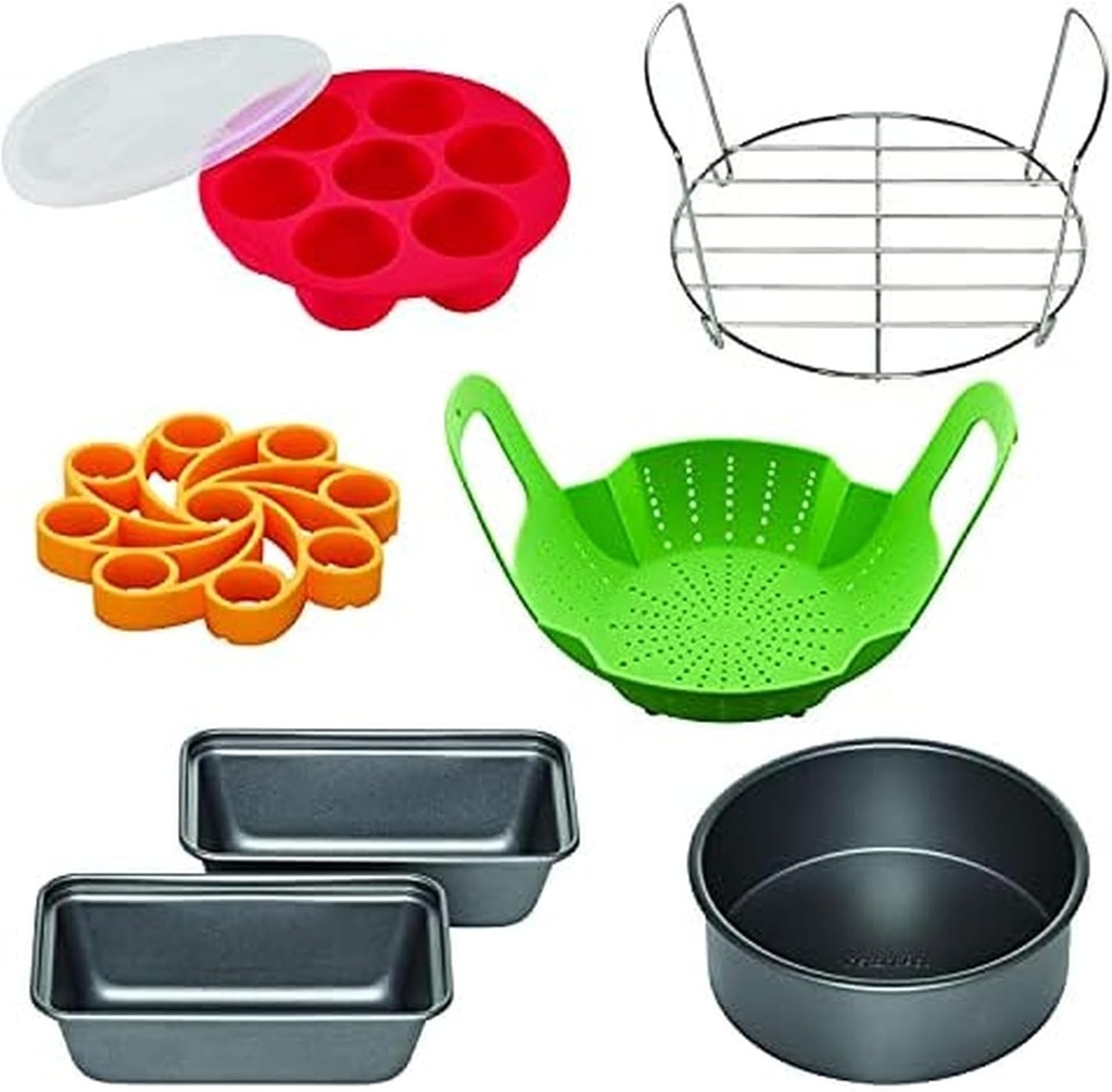 Instant Pot Official Cooking and Baking Set, Fits 6QT/8QT Electric Pressure Cooker and Duo Crisp Air Fryer Lid Combo, 8-Piece, Assorted