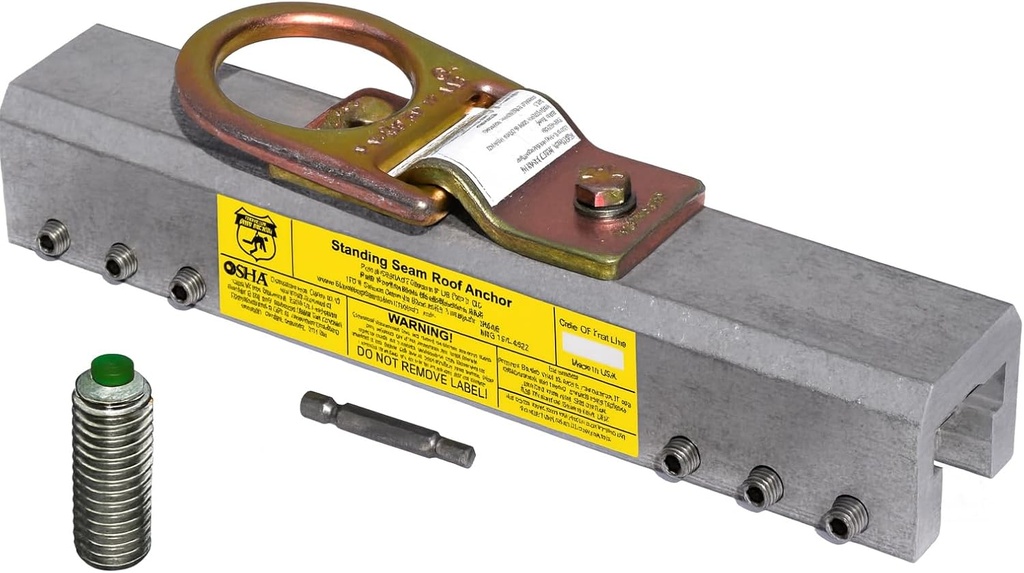 Nylon-Tipped SSRA1 Standing Seam Roof Anchor – OSHA Compliant Fall Protection | Fits Most Standing Seam Metal Roofs | Removable, Reusable Anchor Point with Nylon-Tipped Set Screws | Made in USA
