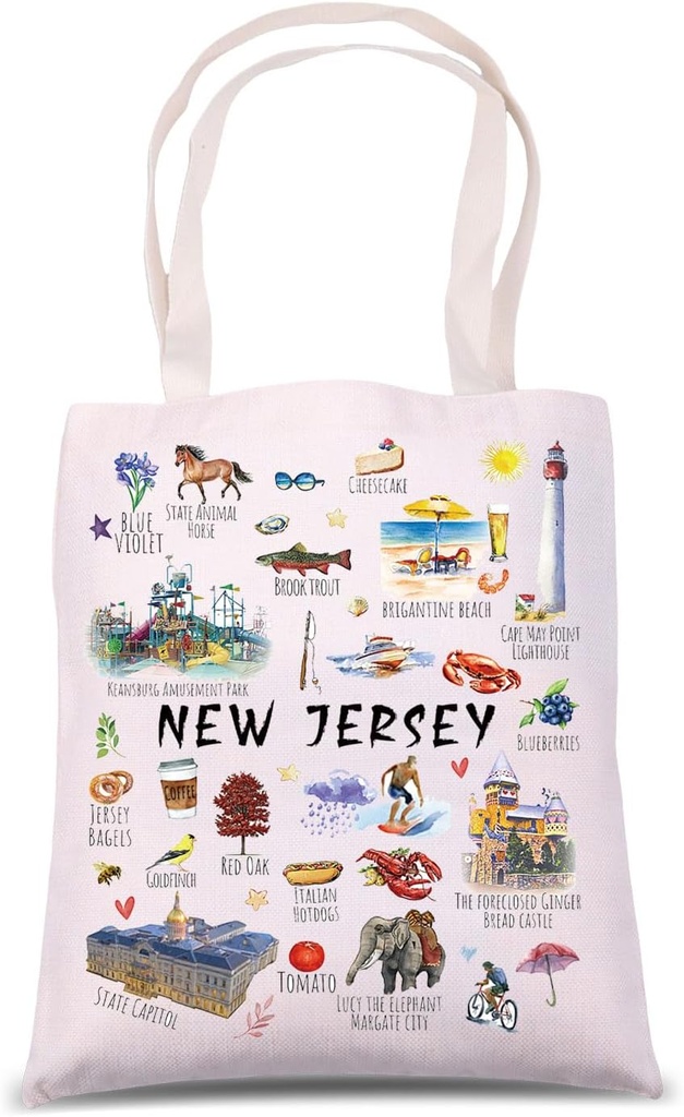 MNIGIU New Jersey Lover Gift New Jersey Inspired Tote Bag New Jersey Keepsake Gift New Jersey Travel Gift Traveller Gift