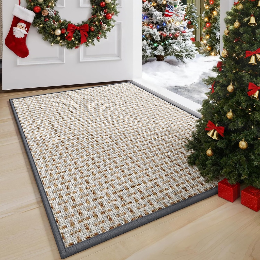 Door Mat Entrance 24"x35", Dirt Resistant and Absorbent, Non-Slip Rubber Backing Floor Mats, Easy Clean Low-Profile Doormat for Entryway, Front Door, Inside Entrance, Grey
