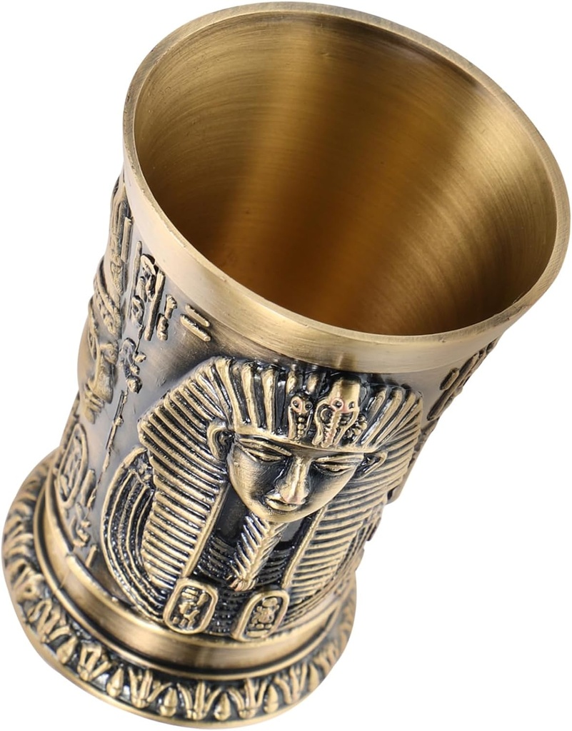 Vintage Copper Decorative Wine Cup Small Reusable Water Glass Retro Egyptian Style Shot Glass for Bar Cocktail Gift and Home Use Break Design