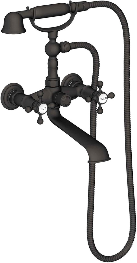 Newport Brass 934 Chesterfield Wall Mounted Clawfoot Tub Filler with Handshower, Flat Black