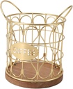 Coffee Pod Holder, Round Coffee Pod Basket Coffee Capsule Holder Coffee Creamer Holder K Cup Holder K Cup Organizer for Cafe Kitchen Countertop (Gold)
