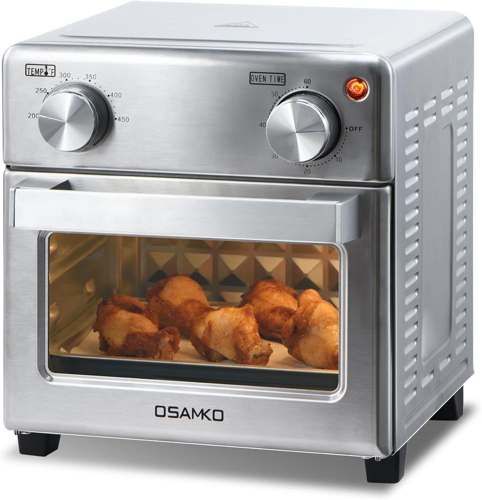 8.5 QT 5-in-1 Toaster Oven Air Fryer Combo, Stainless Steel, Fast Preheat, Ideal for Small Spaces, Travel & Family, Healthy Cooking Included
