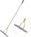 Thatching Rake 15-Inch Wide for Cleaning Dead Grass Efficient Steel Metal Grass Rake with Stainless Steel Handle Lawn loosening Soil 58.5-Inch Length