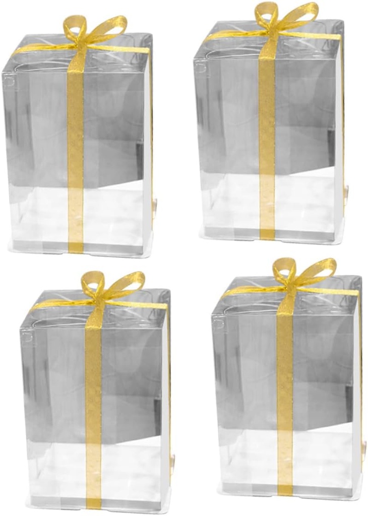 Cabilock 4 Pcs Transparent Plastic Cake Boxes Clear Dessert Storage Containers for Birthday Cakes with Portable Design and Reusable Packaging