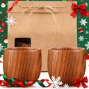 Yinder Wooden Whiskey Glasses Set of 2, Christmas Cup Gift, Bourbon Cup with Kraft Bag for Whiskey Sake Tea Home Bar, Christmas Anniversary Wedding Birthday Gifts, Oktoberfest Party Supplies