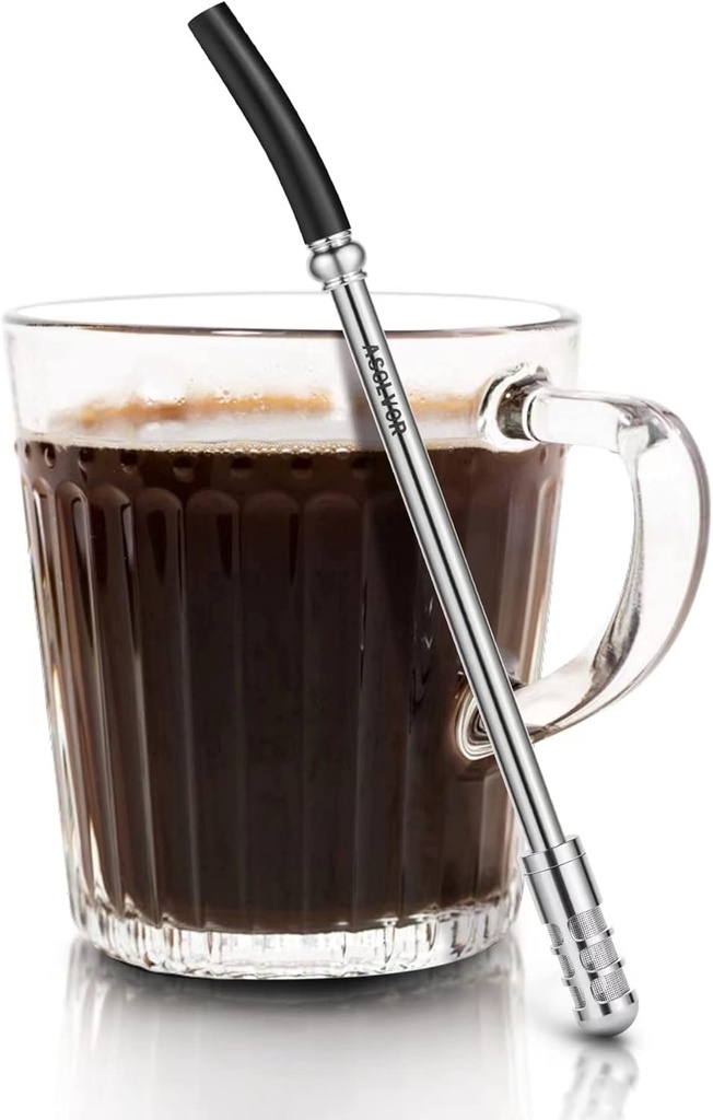 The Original reusable Stainless Steel Coffee and Tea Brewing Straw - Portable Coffee Maker - Stainless Steel Single Serve Strainer - Filter Function for Hot & Cold Brew
